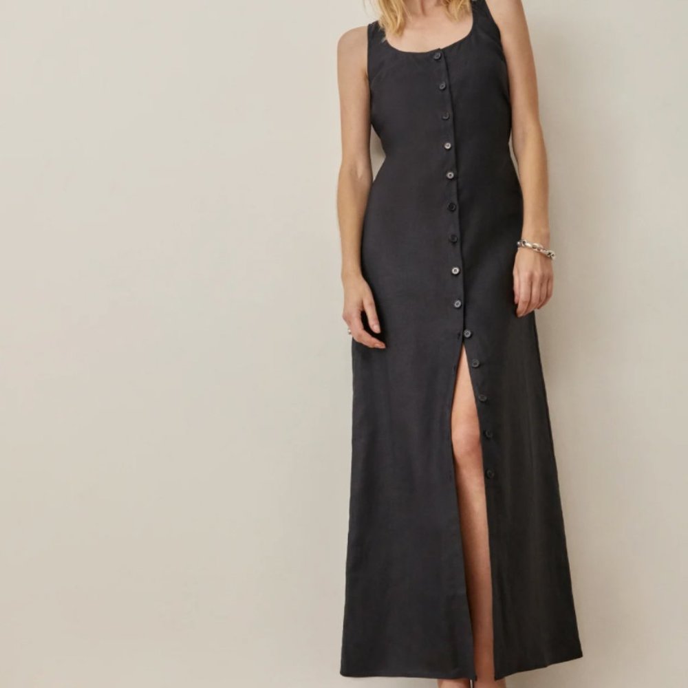 NWT,  Reformation Black Medium Linen Dress